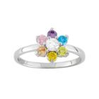 Junior Jewels Cubic Zirconia Sterling Silver Flower Ring - Kids, Women's, Multicolor