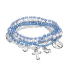 Mudd&reg; Cross, Star & Peace Sign Charm Beaded Stretch Bracelet Set, Women's, Blue