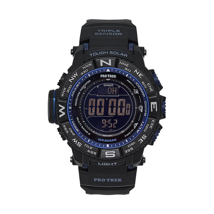 Casio Men's Pro Trek Triple Sensor Digital Atomic Solar Watch - Prw3500y-1cr, Black