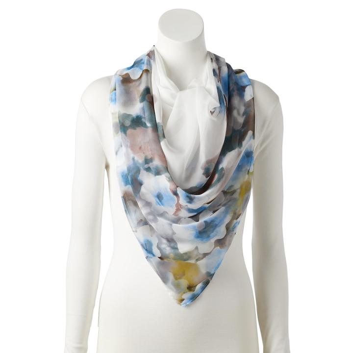 Women's Apt. 9 Petite Floral Square Scarf, Dark Blue