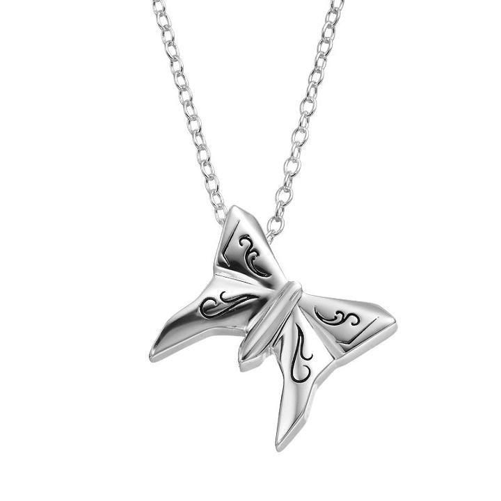 Disney's Cinderella Silver-plated Butterfly Pendant Necklace, Women's, Grey