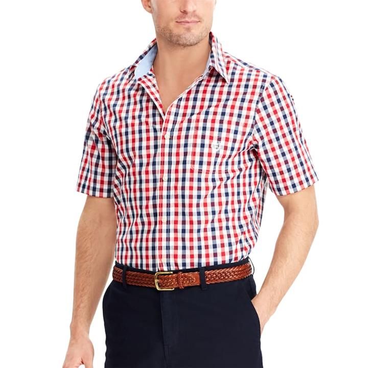 Big & Tall Chaps Classic-fit Checked Easy-care Woven Button-down Shirt, Men's, Size: Xl Tall, Red