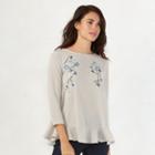 Women's Lc Lauren Conrad Embroidered Peplum Sweater, Size: Medium, Silver