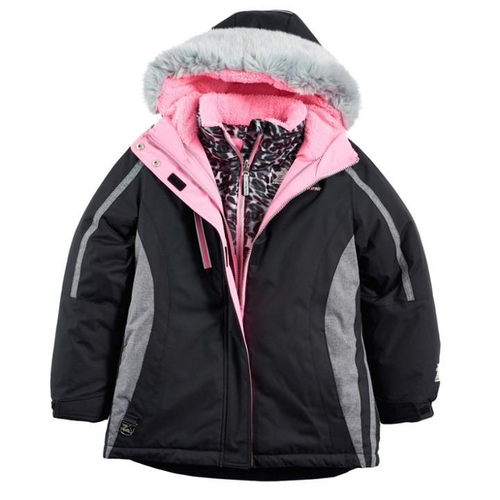 Girls 7-16 Zeroxposur Kiara Heavyweight Faux-fur Trim Systems Jacket, Size: 16, Black