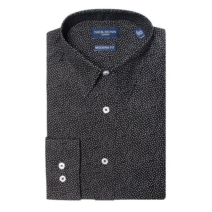 Men's Nick Dunn Modern-fit Dress Shirt, Size: S 34/35, Black