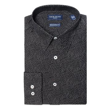 Men's Nick Dunn Modern-fit Dress Shirt, Size: S 34/35, Black
