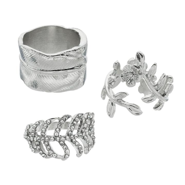 Mudd&reg; Vine & Flower Ring Set, Women's, Grey