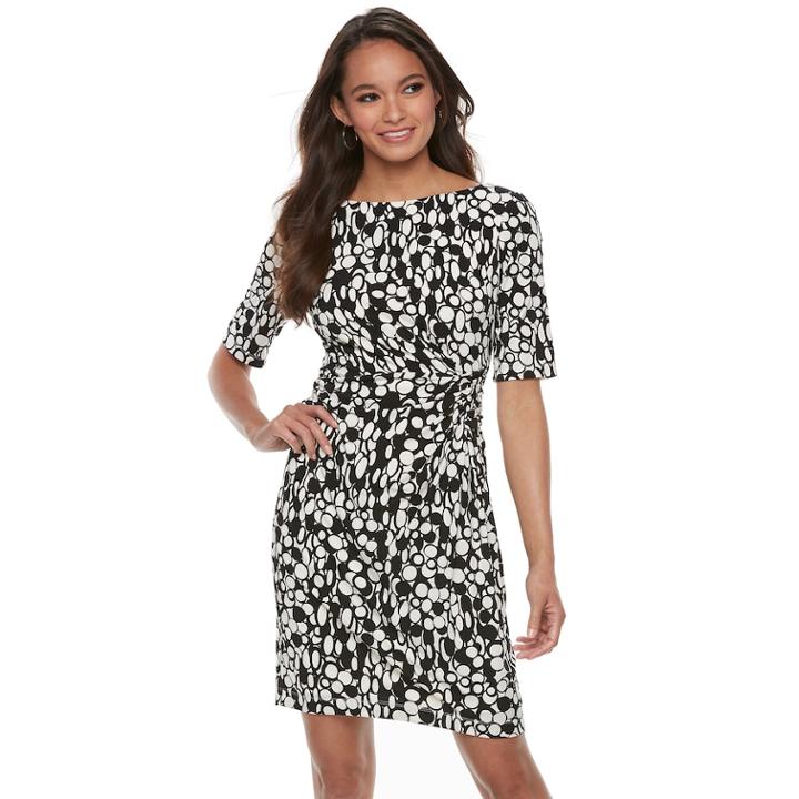 Petite Suite 7 Circle Print Sheath Dress, Women's, Size: 8 Petite, White Black