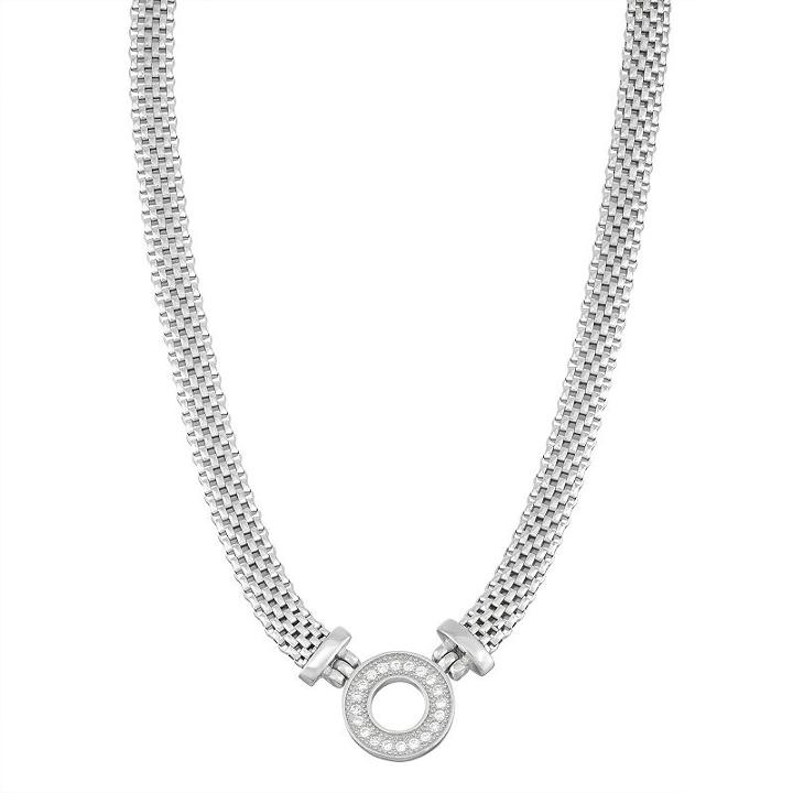Cubic Zirconia Sterling Silver Mesh Necklace, Women's, Size: 16, White