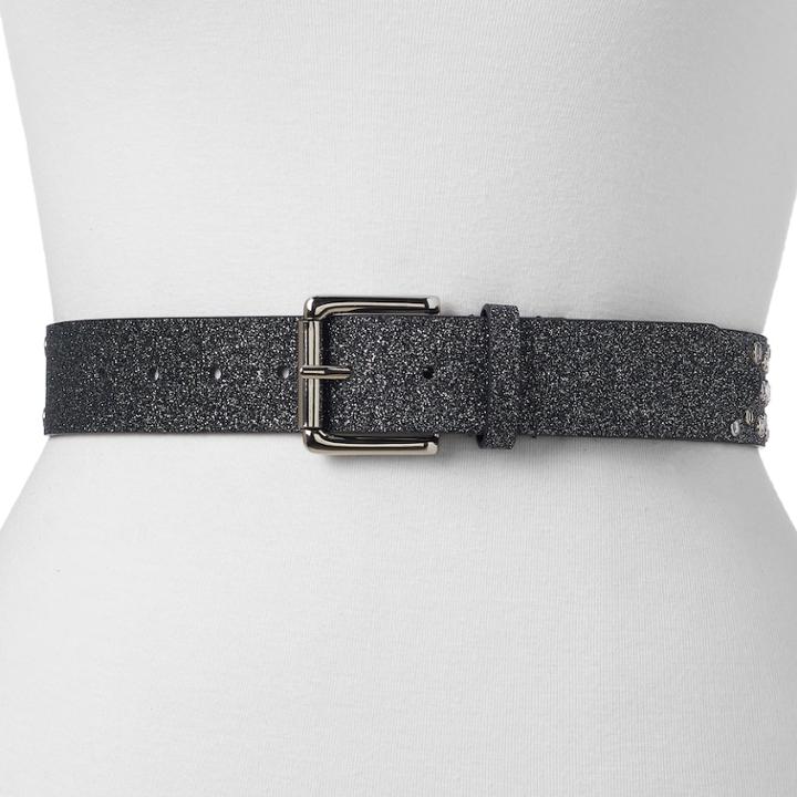 Women's Mudd&reg; Rhinestone & Glitter Belt, Size: Small, Oxford