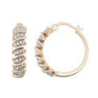 18k Gold Silver 1/10 Carat T.w. Diamond Hoop Earrings, Women's, White