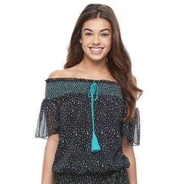 Juniors' Jolie Vie Smocked Off The Shoulder Top, Girl's, Size: Small, Ovrfl Oth