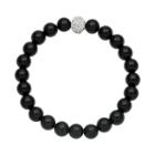 Onyx Bead And Simulated Crystal Stretch Bracelet, Women's, Size: 7, Black