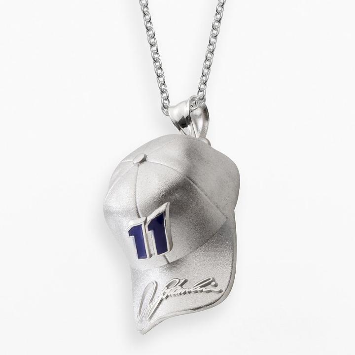 Insignia Collection Nascar Denny Hamlin Sterling Silver 11 Baseball Cap Pendant, Adult Unisex, Size: 18, Purple