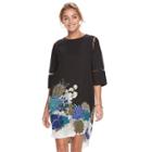 Women's Apt. 9&reg; Print Lace Inset Shift Dress, Size: Xxl, Dark Blue
