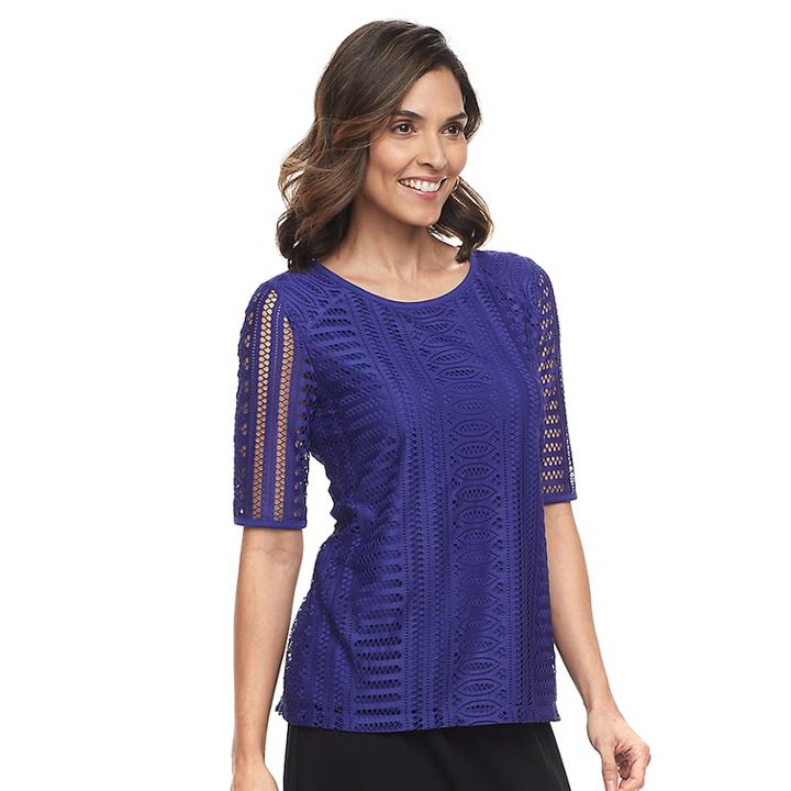 Women's Dana Buchman Lace Tee, Size: Medium, Purple