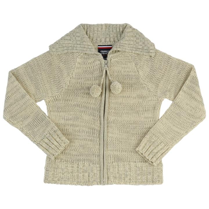 Girls 4-20 French Toast School Uniform Pom-pom Zip-up Sweater, Size: 4-5, White