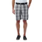 Men's Haggar Plaid Flat-front Shorts, Size: 38, Black