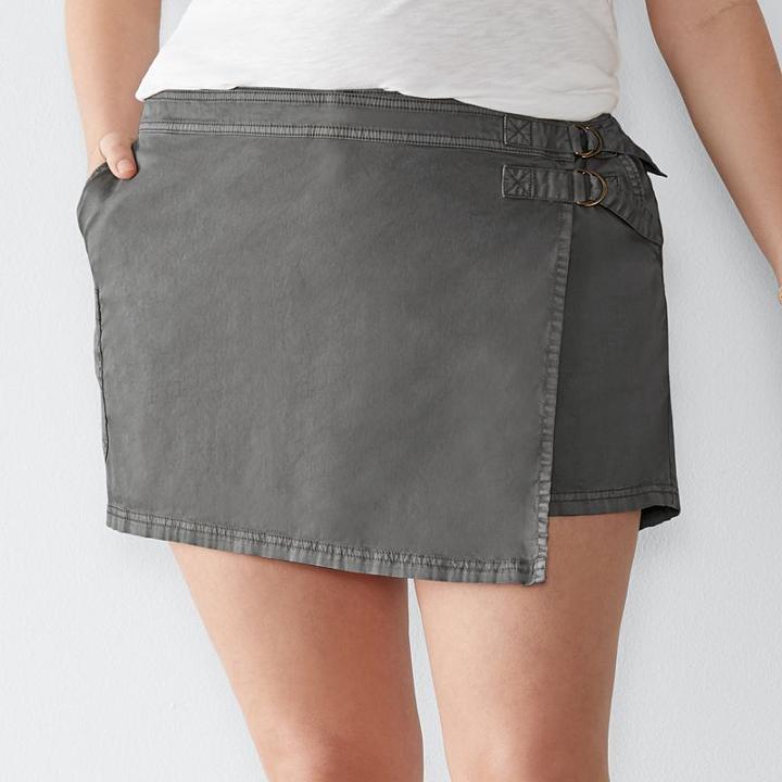 Plus Size Sonoma Goods For Life&trade; Faux-wrap Twill Shorts, Women's, Size: 22 W, Grey