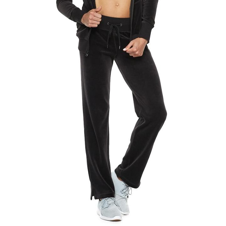 Women's Tek Gear&reg; Velour Mid-rise Sweatpants, Size: Medium, Black