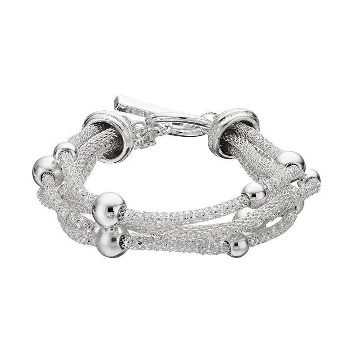 Dana Buchman Beaded Multi Strand Mesh Toggle Bracelet, Women's, Silver