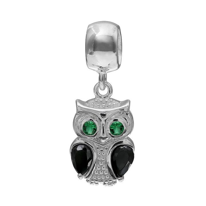 Individuality Beads Sterling Silver Crystal Owl Charm, Women's, Multicolor