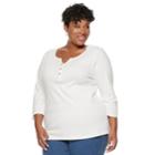 Plus Size Croft & Barrow&reg; Henley, Women's, Size: 4xl, White