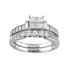 10k White Gold 1 Carat T.w. Diamond Engagement Ring Set, Women's, Size: 9