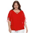 Plus Size Ab Studio Crisscross-neckline Poncho Top, Women's, Size: 0x, Med Red
