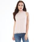 Juniors' Iz Byer California Lace Overlay Mock Neck Tank, Teens, Size: Large, Med Pink