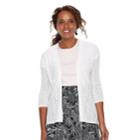 Women's Croft & Barrow&reg; Pointelle Open Front Cardigan, Size: Small, White