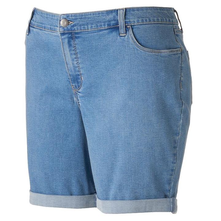 Plus Size Croft & Barrow&reg; Striped Jean Shorts, Women's, Size: 18 W, Blue Other