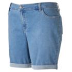 Plus Size Croft & Barrow&reg; Striped Jean Shorts, Women's, Size: 18 W, Blue Other