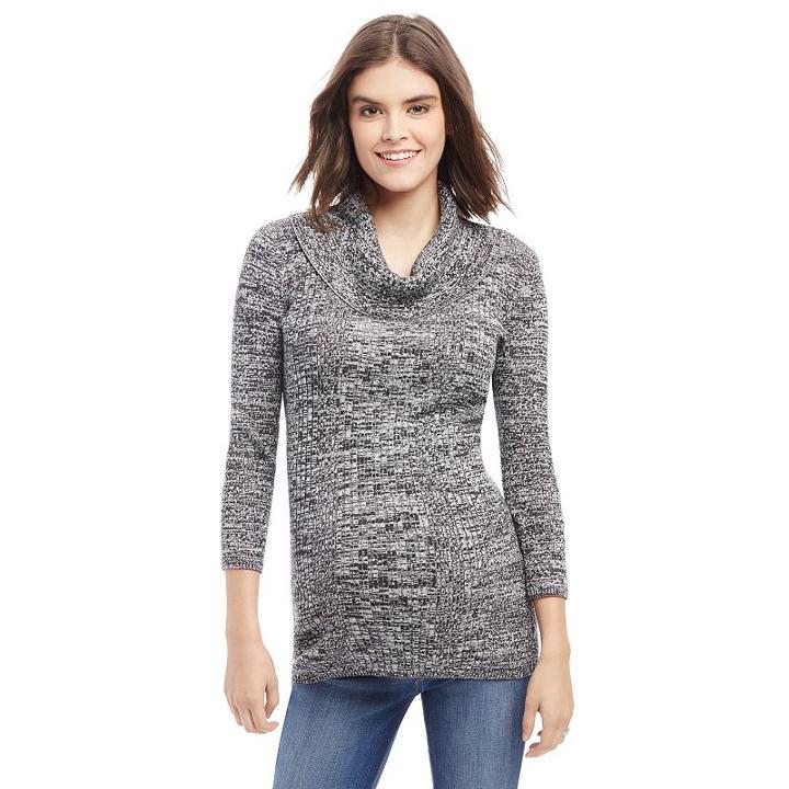 Maternity Oh Baby By Motherhood&trade; Ribbed Cowlneck Sweater, Women's, Size: Large, Black