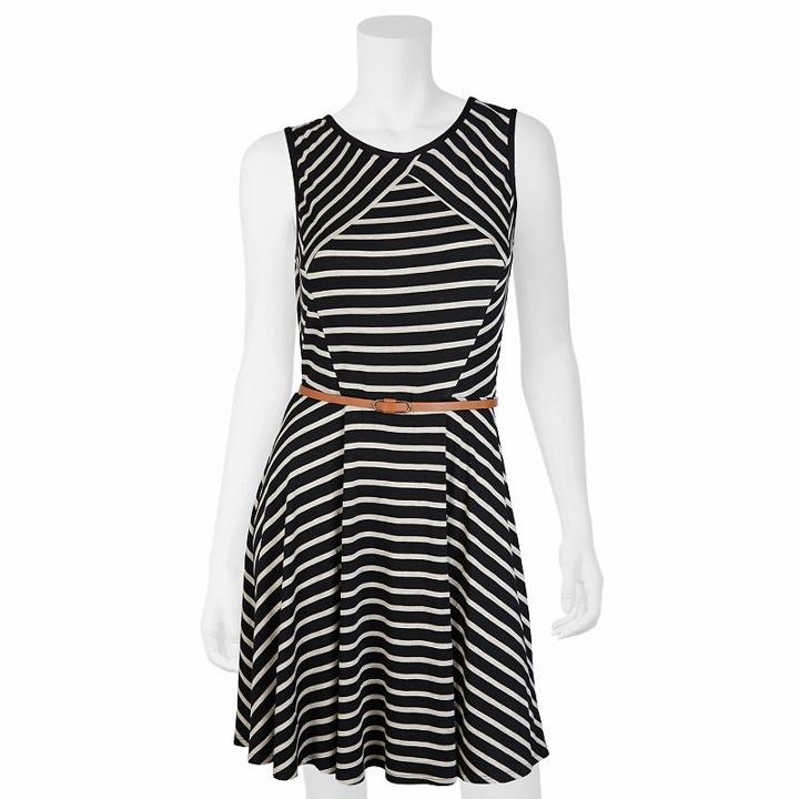 Juniors' Iz Byer California Striped Skater Dress, Teens, Size: Small, Ovrfl Oth