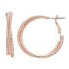 Textured Triple Hoop Nickel Free Earrings, Women's, Pink