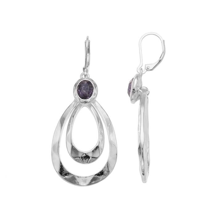 Dana Buchman Purple Nickel Free Double Teardrop Earrings, Women's