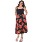 Plus Size White Mark Pleated Midi Skirt, Women's, Size: 2xl, Black Flower