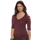 Women's Rock & Republic&reg; Embellished Cold-shoulder Cutout Tee, Size: Medium, Purple