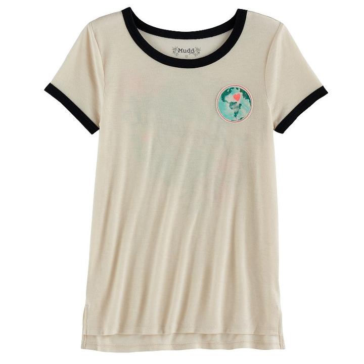 Girls 7-16 & Plus Size Mudd&reg; Ringer Graphic Tee, Size: 20 1/2, Lt Beige