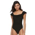 Juniors' Candie's&reg; Marilyn Off The Shoulder Bodysuit, Girl's, Size: Medium, Black