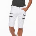 Men's Xray Slim-fit Moto Stretch Denim Zippered Shorts, Size: 38, White