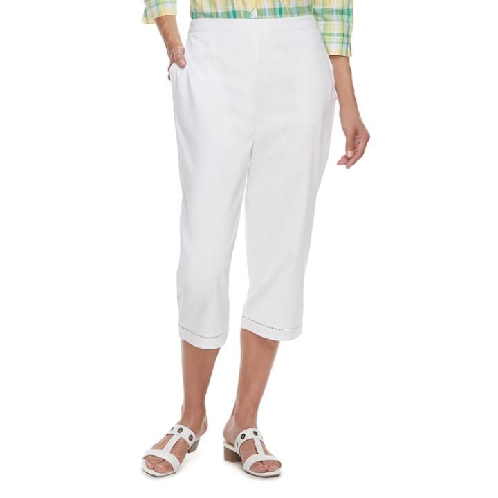 Women's Alfred Dunner Studio Crochet Hem Pull-on Capri Pants, Size: 10, White