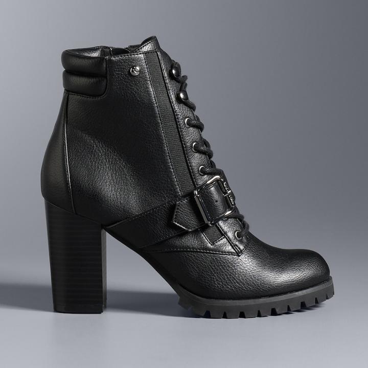 Simply Vera Vera Wang Pintail Women's High Heel Ankle Boots, Size: 7, Black