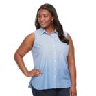 Plus Size Women's Croft & Barrow&reg; Button-front Sleeveless Shirt, Size: 2xl, Blue