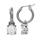 Simply Vera Vera Wang Cubic Zirconia Hoop Drop Earrings, Women's, Silver