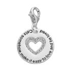 Personal Charm Sterling Silver Cubic Zirconia Cat's Love Charm, Women's, White