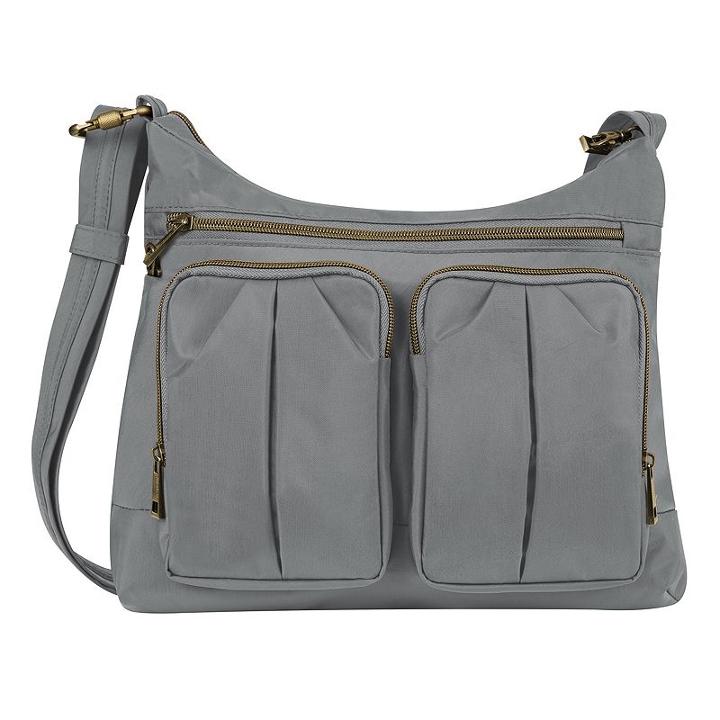 Travelon Anti-theft Signature Twin Pocket Hobo, Adult Unisex, Grey