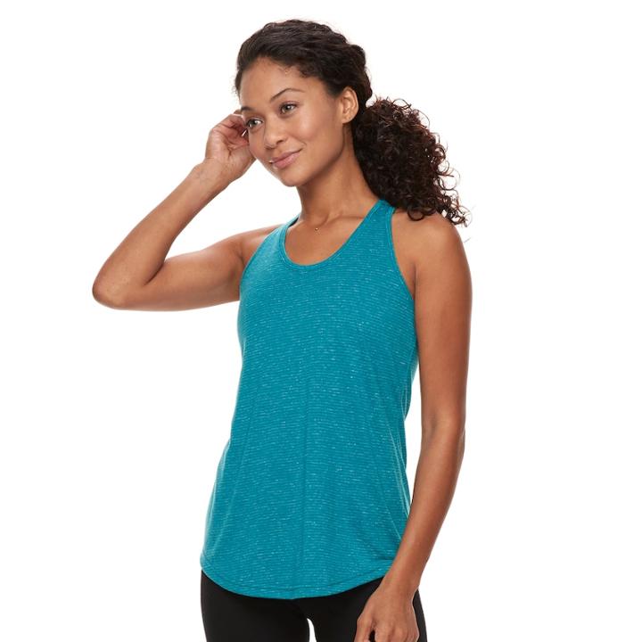 Women's Petite Tek Gear&reg; Racer Back Tank, Size: Xl Petite, Turquoise/blue (turq/aqua)
