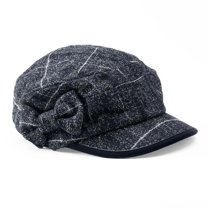 Women's Betmar Mulhouse Plaid Bow Cadet Hat, Blue